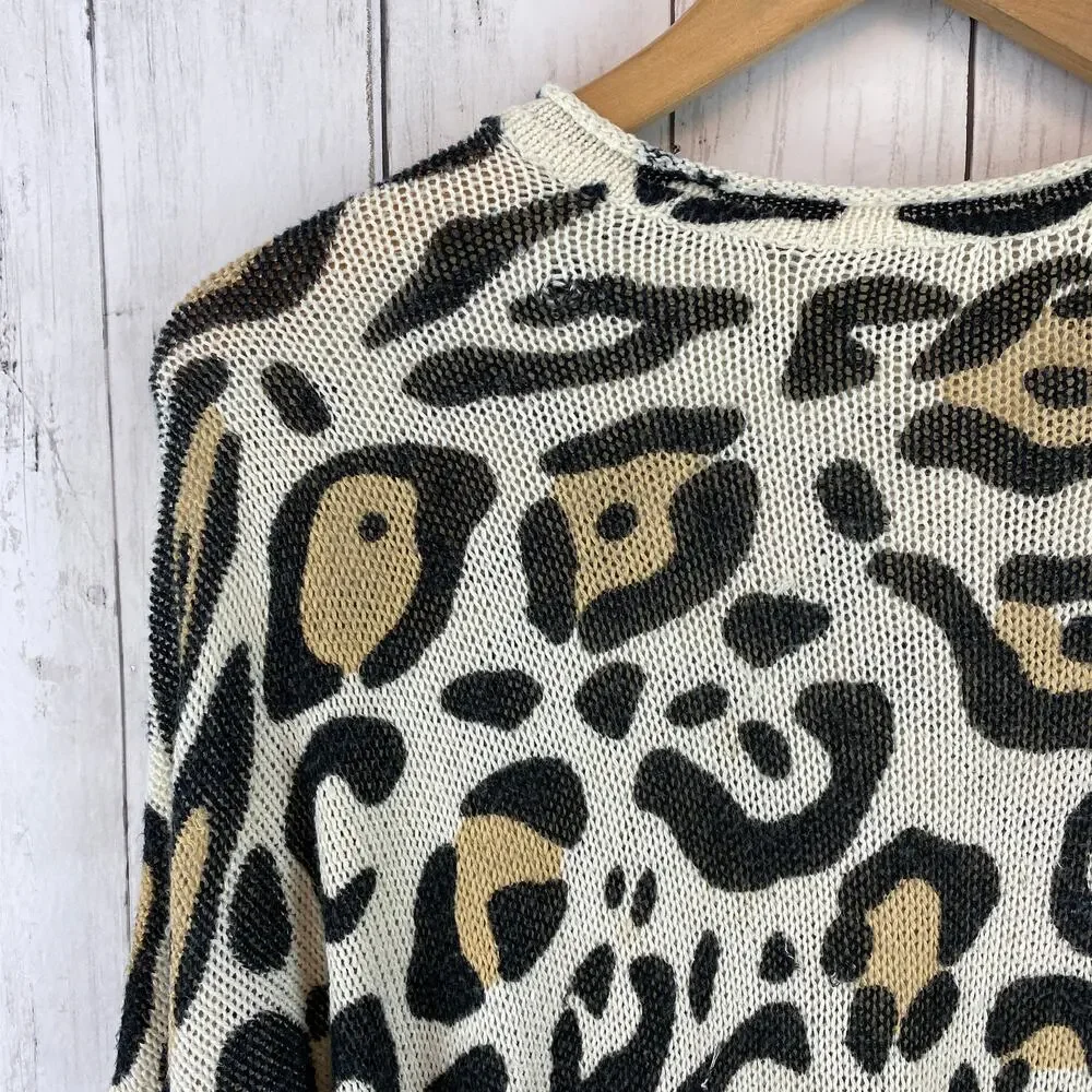Show Me Your Mumu Mellow Animal Knit Leopard Relaxed Bonfire Sweater Size Small